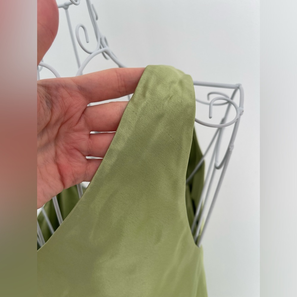 RTR Nicholas Duna one-shoulder satin maxi dress gown slit olive green size 2 - Picture 4 of 15